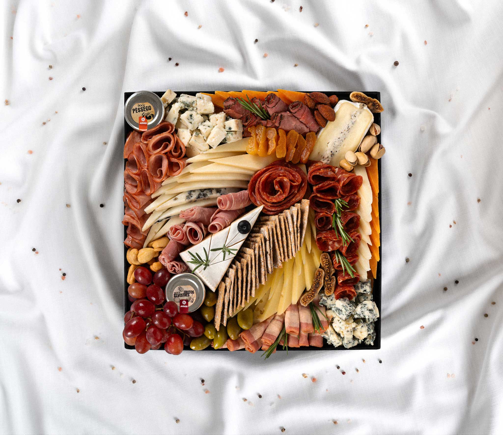 French Cheese & Charcuterie Board - AED 350.00 - The Cheeseroom The Butler's Collection - This image is providing visuals of our French Cheese board curated with care and containing artisanal cheeses around the word.