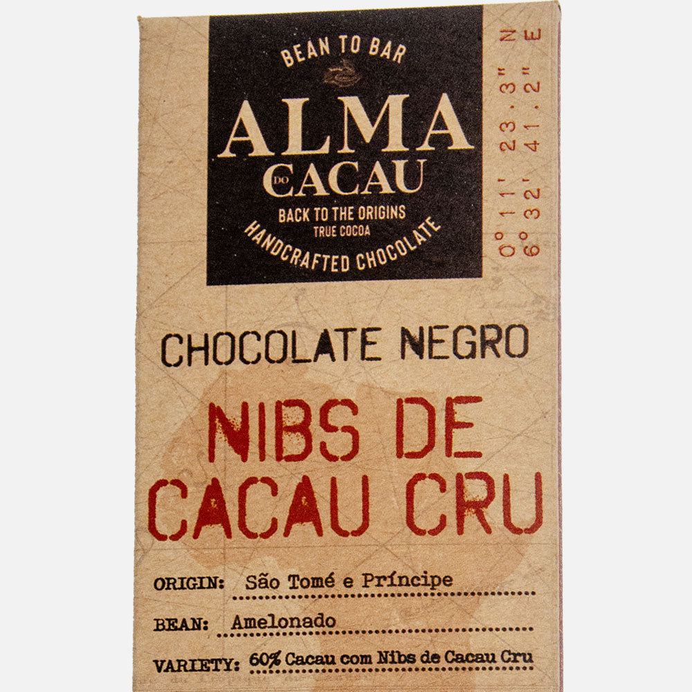 60% Dark Chocolate with Raw Cocoa Nibs 100g