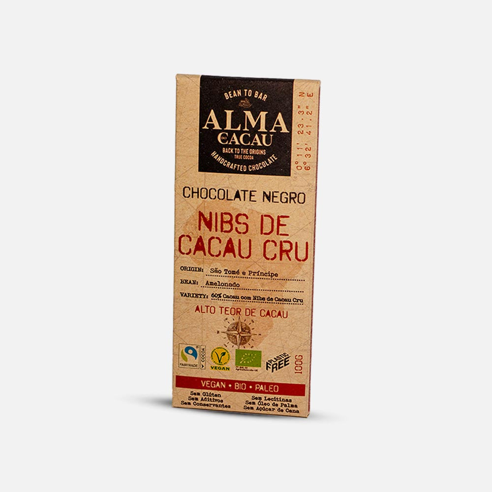 60% Dark Chocolate with Raw Cocoa Nibs 100g