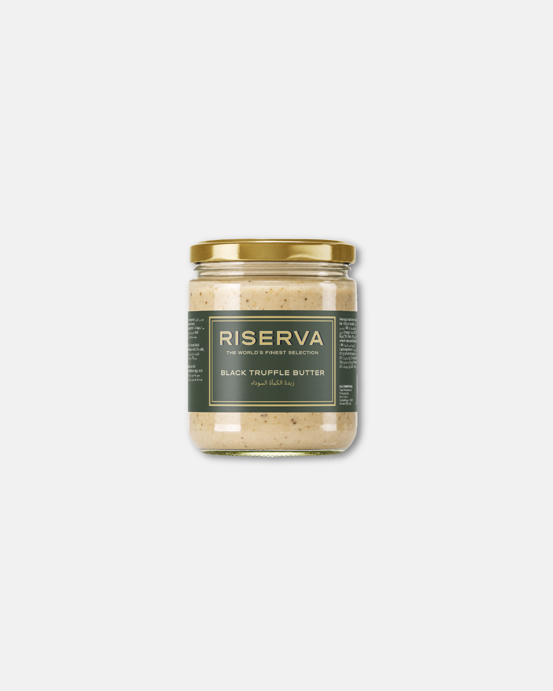Riserva Black Truffle Butter 80g, showcasing butter speckled with truffle pieces. Suitable for spreading, melting over cooked dishes or adding to sauces and gourmet recipes. truffle butter Dubai, truffle products Dubai UAE, buy truffle Dubai, truffle shop Dubai, premium truffle products UAE, gourmet truffles UAE, truffle products UAE.
